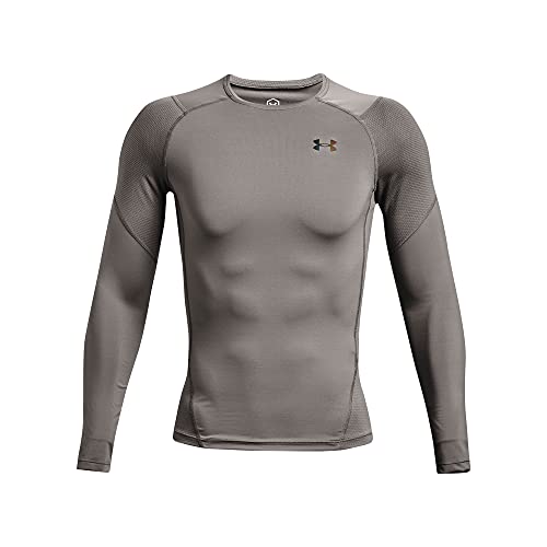 Under Armour Men's HeatGear RUSH 2.0 Compression Long-Sleeve T-Shirt , Concrete (066)/Black , Small