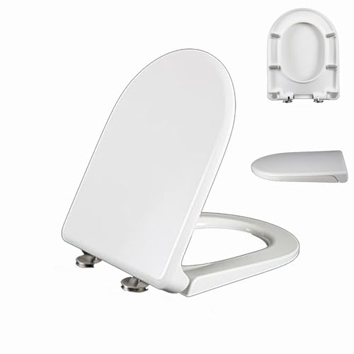 Siège de Toilette en Forme de D Siège de Toilette à Fermeture Douce avec dégagement Rapide en Forme de D Facile à Nettoyer et à Installer avec des raccords