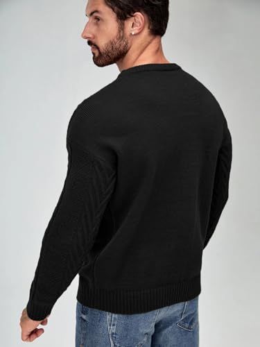 Pullover Sweaters for Men Knit Drop Shoulder Sweater2