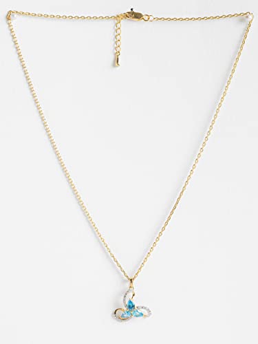 Image of CLARA 925 Sterling Silver Melba Pendant Earring Chain Jewellery Set | Gold Rhodium Plated, Swiss Zirconia | Gift for Women & Girls