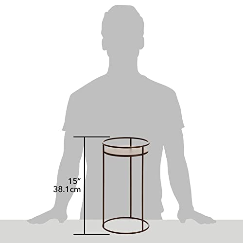 Mdesign Metal 15-Inch Tall Circular Plant Stand, Planter Holder Contemporary Design Round Tray For Table, Garden; Holds Indoor/Outdoor Plants, Flower Pot - Concerto Collection - 2 Pack - Bronze #TOP4