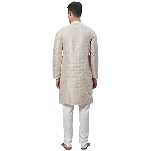 Image of SOJANYA (Since 1958 Men's Silk Blend Kurta Pyjama Set | Multi Embroidered Traditional Ethnic Wear for Navratri, Garba, Puja & Wedding