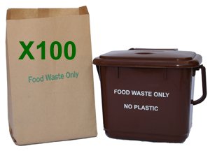 EcoSack 8-litre Paper Liners (Bulk Pack of 100, equivalent to 19p each) (Product Code: 43351 )