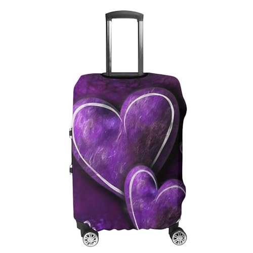 Carry on Luggage Cover Purple Hearts Suitcase Covers for Luggages Tsa Approved Travel Luggage Sleeve Protector Elastic Suitcase Protector Anti-Scratch Washable Fits 19-30 Inch Case -S4