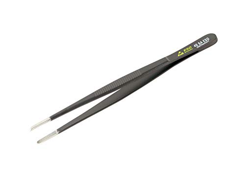 Wiha 44520 Tweezers, ESD Safe, Universal Blunt Tip Serrated