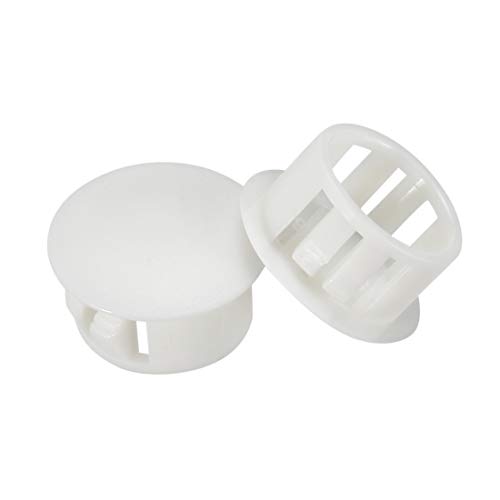 Image of uxcell Hold Plugs,20 pcs 16mm x 10.2mm White Nylon Round Snap Locking Panel Hole Cover