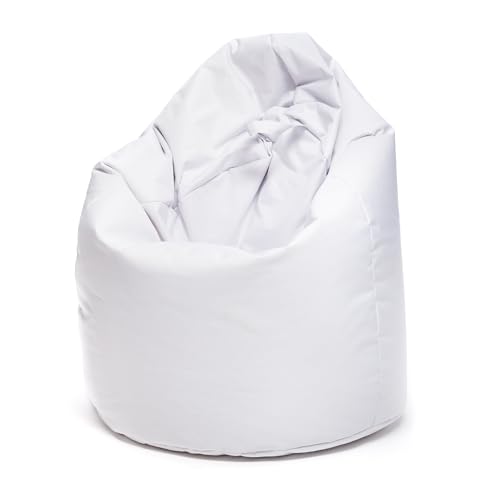 Ecopuf | Puff Poltrona Sacco Bianco Taglia L - Pouf Poltrona da Interno e Esterno - Pouf A Sacco Antistrappo Antimacchia - Poltrona Pouf Imbottitura Polistirolo - Pouf Poltrona A Sacco Doppia Zip