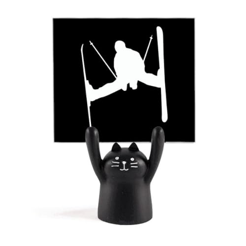 Support de mémo de ski noir et chat noir porte-note