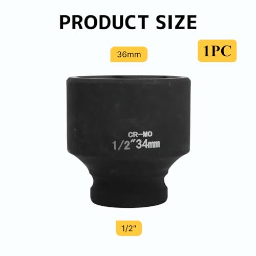 Miniatura 2 de Flewdart Llave Vaso 34mm 1 2 6 Caras, Llave Vaso 34 Mm 1 2, Longitud 49 Mm , Acero De Cromo Y Molibdeno, Cr - Mo