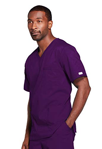 Image of Cherokee Scrubs for Men & Women V-Neck Scrub Top with 4 Pockets, Cotton Blend Soft Stretchy Easy Care Nursing Uniform - 4725