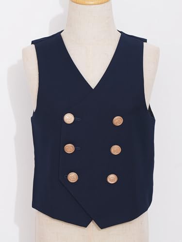 easyforever Kids Boys Formal Suit Vest Solid Button School Uniform Waistcoat for Wedding Party Stage Performance3