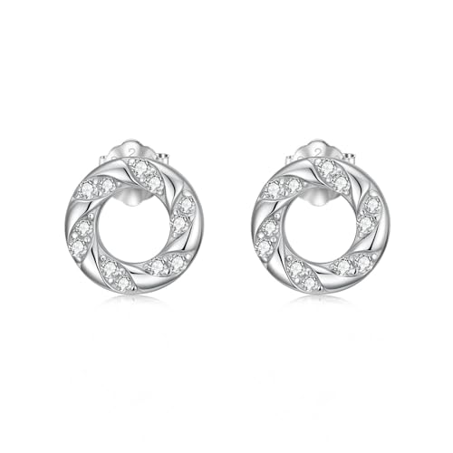 Boucles d'oreilles 925 argent et zircone pour femme avec puces d'oreilles