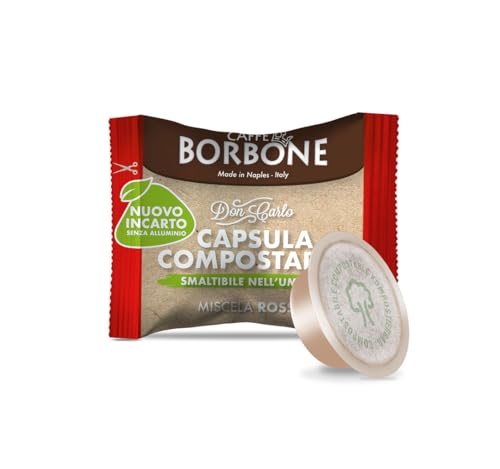 Caffè Borbone Don Carlo Compostable Capsules, Red Coffee Blend – 50 Capsules – Compatible with Lavazza®* A Modo Mio®* coffee machines for domestic use