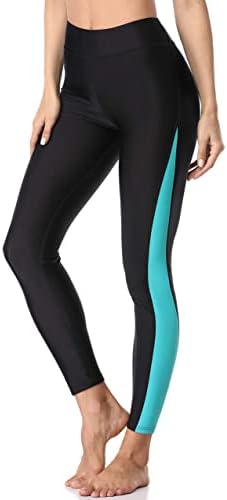ATTRACO Swimming Leggings for Women Skin Tight Swim Pants Rash Guard Leggings Aqua XL