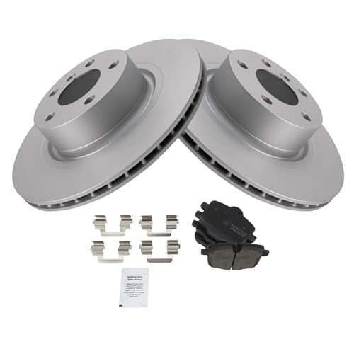Image of TRQ Rear Brake Pad and Rotor Set Ceramic Coated Rotors Compatible with 2012 BMW X3 From 11 /01 /11 Production Date 2015 X4