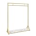 NEHARO Szafa na ubrania Heavy Duty metalowy Garment Rack stojak na ubrania z przegrodą dolną, wolnostojącą półkę do wieszania ubrań regał regał Rack (kolor: złoty, rozmiar: 120 x 40 x 160 cm)