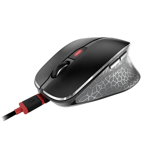 MW 8C ERGO, Mouse Senza Fili con Ergonomico Poggiapollici per Destrimani, Connessione Bluetooth o Radio 2,4 GHz, Ricaricabile, Nero - Mouse gaming - Immagine 3