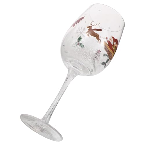 Holibanna Copas de Vino Navideñas Pintadas Mano Tallo Cristalería Festiva para Fiestas y Cenas de Navidad Vasos Elegantes para Bebidas y Vino