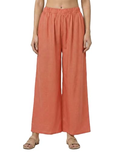 Image of Plaazo Women's Cotton Palazzo | Wide Leg Palazzo for Women | Soft Breathable High Waist Bottom Wear | Comfortable Casual, Office, Travel for Women