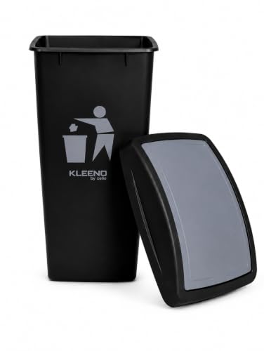 Image of Kleeno Cello Plastic Swing-Lid Garbage Dustbin 48 Ltr, Grey-Black