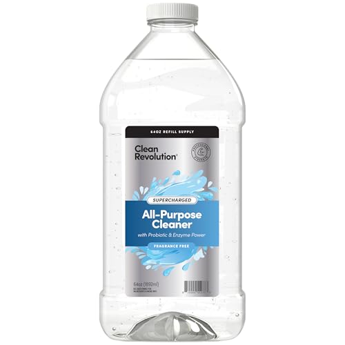 Image of Clean Revolution SuperCharged All Purpose Cleaner Refill with Smart Probiotic + Enzyme Complex, Multi-Surface Kitchen Bathroom & Floor Cleaner, Fragrance Free, 64 Fl oz (Pack of 1)
