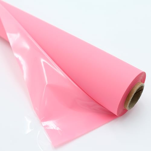 30m Rollo de Celofán Rosa con una Cara Brillo y la Otra Mate 70cm para Envolver Regalos, Cestas y Decoración de Flores, Papel Celofan (Rosa Claro)