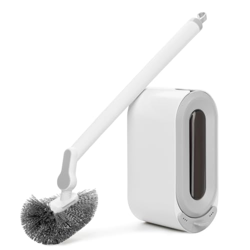 Image of Wall Mounted Toilet Brush Set with Holder, Ergonomic Design, Compact Size, White