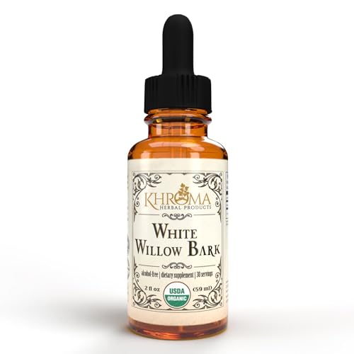 Khroma Herbal Products Organic White Willow Bark 30 Servings - 800 MG Per Serving - 2 FL OZ Liquid in a Glass Bottle - Salix Alba
