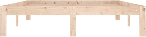 vidaXL Bed Frame | Natural | Solid Pine Wood | 140x190 cm | Durable | Bed