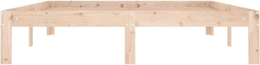 vidaXL Bed Frame | Natural | Solid Pine Wood | 140x190 cm | Durable | Bed
