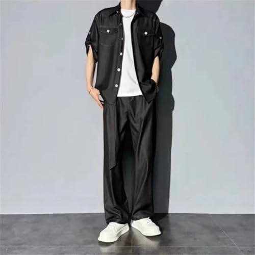 Men's Pants Set Denim Jacket Short Quarter Piece Tee Chic Male T Shirt Trousers Sets3