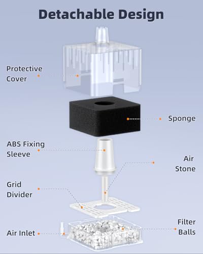 Image of Pawfly Aquarium Sponge Filter for Fish Tanks up to 5-20 Gallons, Small Fish Tank Filter, Sponge Filter with Foam and Air Stone (Air Pump Not Included)