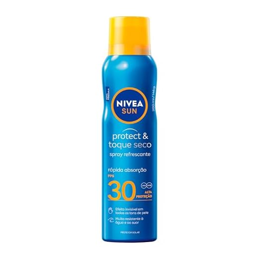 NIVEA SUN Protetor Solar Spray Protect & Toque Seco FPS 30 200ml - Com rápida absorção e resistente à água, esse protetor solar oferece alta proteção ao sol, de fácil aplicação