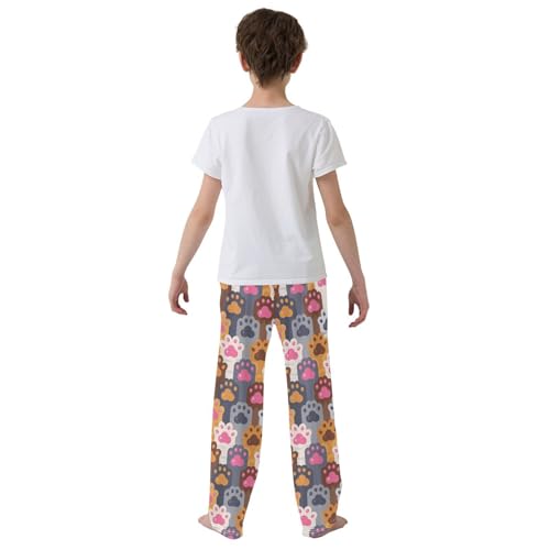 Colorful Cat Paw Print Pattern Boys Pants for Kids Jogger Pants with Pockets S-XL3