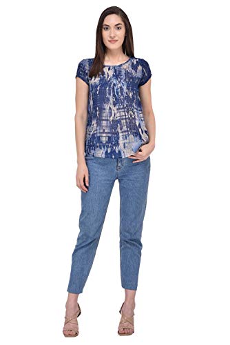 Image of mayra Women's Georgette Blue Color Short Sleeve Top