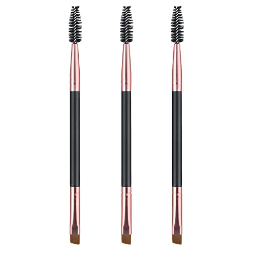 Gcqq Beauty Duo Eyebrow Brush, 3Pcs Spoolies And Angled Brow Brush, Eye Brow Brush, Eyelash Eyeshadow Brushes For Brow Powders, Eye Makeup #TOP23