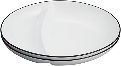 ミタニ 山中漆器(Mitani) ナチュール レンジ対応 仕切付 オーバルボール ホワイト 2枚入 7.8 ounces