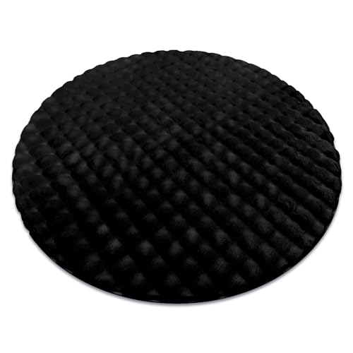 Tapis Bubble imitation fourrure de lapin 3D structuré noir