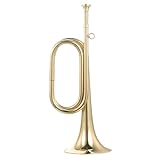UPKOCH Corneta De Caballería De Cobre Dorado Para Banda Escolar Instrumento Musical Ligero y Portátil Para Principiantes Trompeta De Campaña Tradicional Para Aprender Soplar Melodías