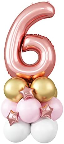 Roes Gold Number 1 Balloons, 40 Inch birthday Helium Foil Number Balloons Self Inflating with Star Mylar Latex Balloons for Boys or Girls 1st Birthday Party Balloons Anniversary Decorations