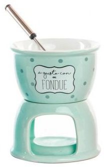 Service à fondue au chocolat individuel en grès vert pour pause gourmande