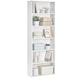 VASAGLE Bücherregal, 6-stöckiges Regal, offenes Aufbewahrungsregal, Standregal, 24 x 60 x 178,5 cm, für Wohnzimmer, Homeoffice, Esszimmer, wolkenweiß LBC169T14