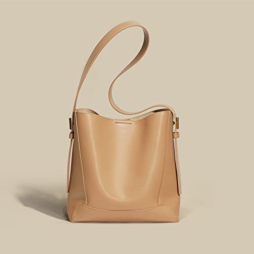 Leather Bag Bucket Bag Niche Design Large -Capacity Bert Bag Wild Shoulder Leather Crossbody Women's Bag (Color : White)2