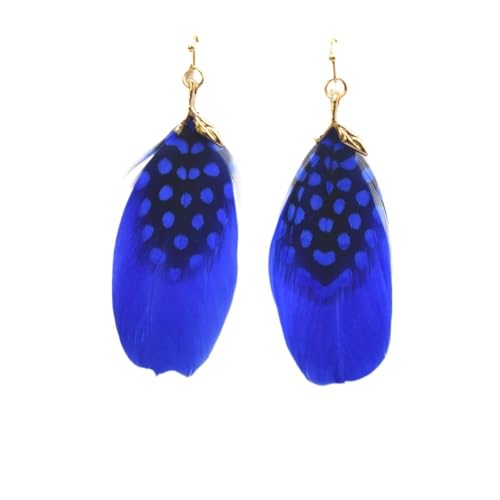 Boucles d'oreille bohème légères avec plume longue et pendant géométrique rétro