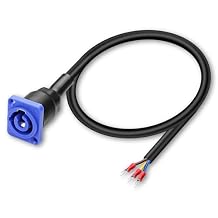 XMSJSIY PowerCon Input Female Panel Mount to Y Spade Plug Cord 20A/250V 3 Pin AC Power Jack Scoket Chassis to Fork Spade Terminal Extension Cable for Stage Light LED Connector-0.5M/1.6FT