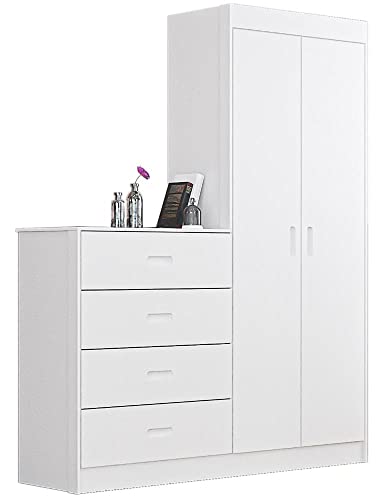 Roupeiro Comoda New Bebe 4 Gavetas 2 Portas Branco Canaã