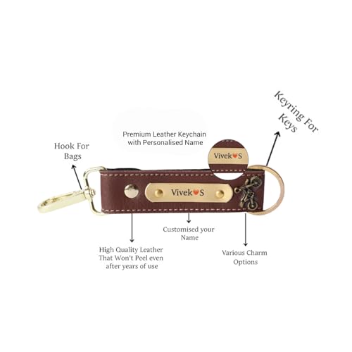 Image of Personalised Mens Combo Gift (4 pcs) Customized Leather Mens Wallet, Key Chain, Eyewear Case and Passport Cover with Name | Best Gift for Brother, Husband, Boyfriend, Father (Brown)