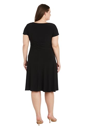 Image of R&M Richards Women's Metallic Foil Print Bodycon Dress W /Draped Capelet - Knee-Length Cocktail Party Outfit