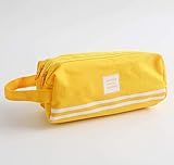 Versátil: este estuche para bolígrafos cuenta con un bolsillo doble con cremallera y un espacio grande para el soporte de un bolígrafo para la administración de la escuela en la oficina. De gran tamaño puede contener al menos 60 bolígrafos. Borrador, grapadora, tijeras, clips, lápices de colores, sacapuntas, gomas, bolígrafos y lápices, regla de no más de 20 cm, calculadora para estudiantes y un amplio espacio para la configuración matemática.