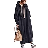 [ゴールドジャパン] 大きいサイズ レディース ワンピース パーカー マキシ 裏起毛 フーディー フード コクーン ロング 長袖 toyo-0004 LL-3L ブラック